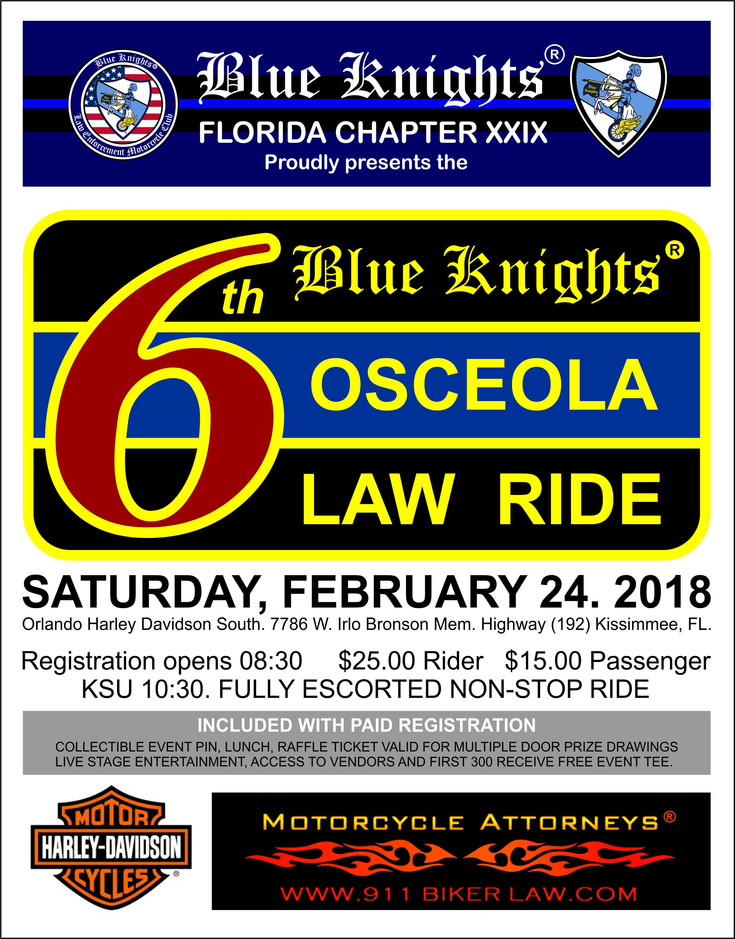 Registration Open: 6th Blue Knights Osceola Law Ride